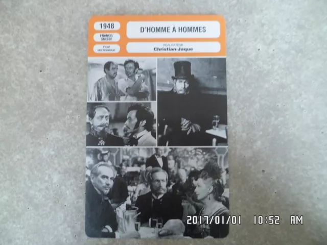 CARTE FICHE CINEMA 1949 D'HOMME A HOMMES Jean Louis Barrault Berthe Bovy