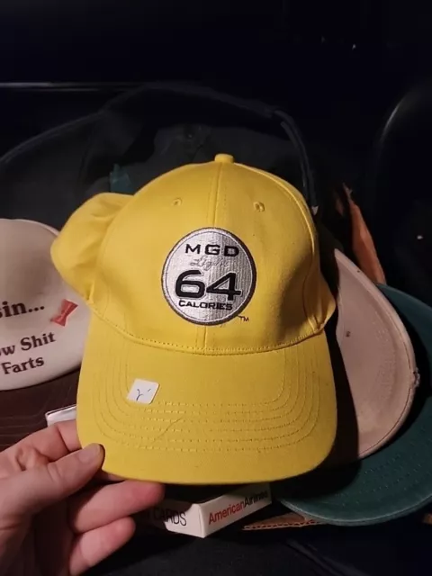 MGD Light 64 Calories Hat Baseball Cap Miller Genuine Draft Beer Yellow