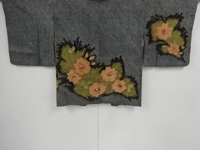 39554# Japanese Kimono / Antique Haori / All Shibori / Floral Plants