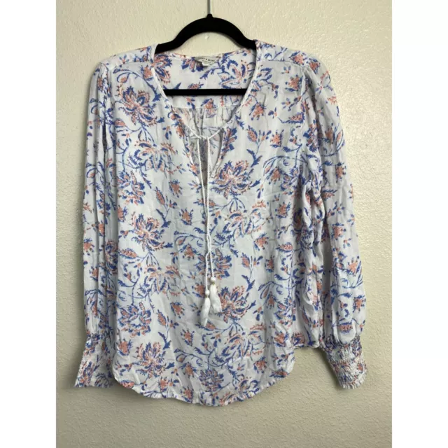 Lucky Brand Top Women size Large Floral Boho Peasant Multicolor Vacation Flowy