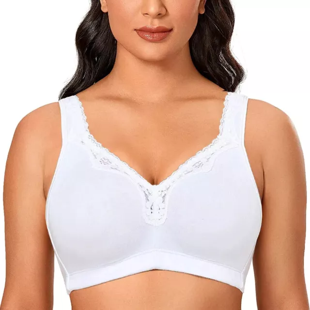 Women's Full Coverage Minimizer Bra Comfort Cotton Wirefree Non Padded Plus  Size