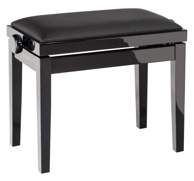 K&M 13911 Klavierbank schwarz poliert Pianobank Kunstledersitz von 485-580 mm