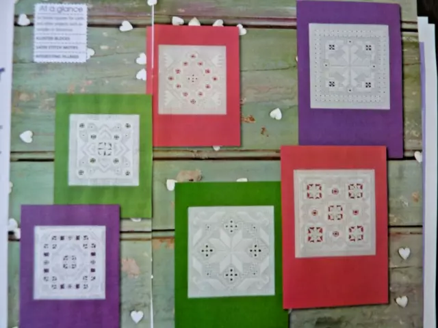 8838] Gráfico de Hardanger 6 diseños cuadrados aplicados a tarjetas