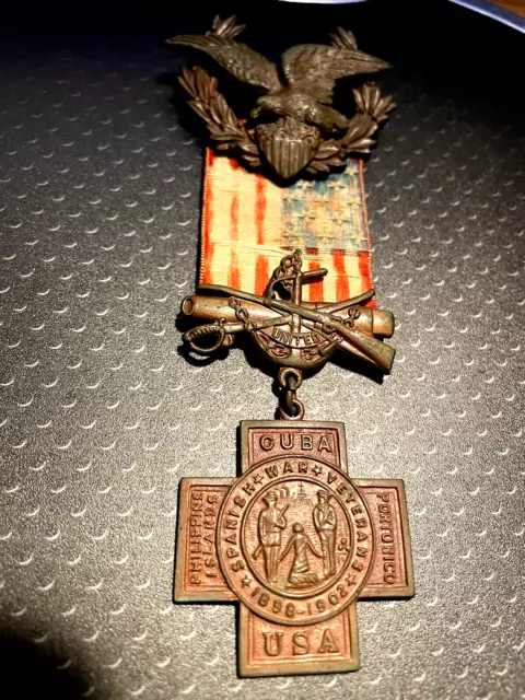 RARE~ NUMBERED 70598  Spanish American War Veterans Medal 1898-1902