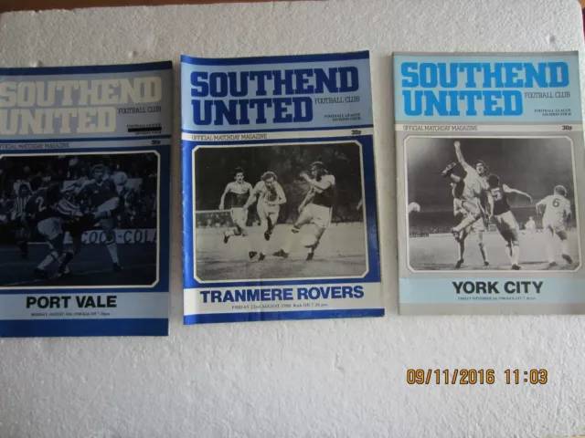 FOOTBALL PROGRAMMES x 9-SOUTHEND UTD-1980/81 SEASON