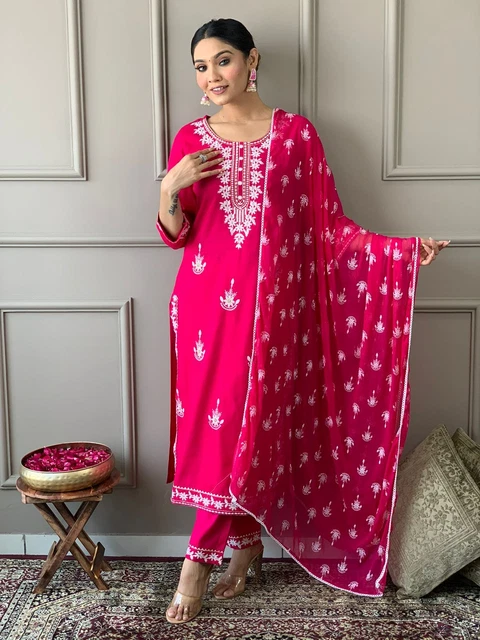 Set tunica abito designer indiano Kurti Salwar Kameez donna Bollywood abito