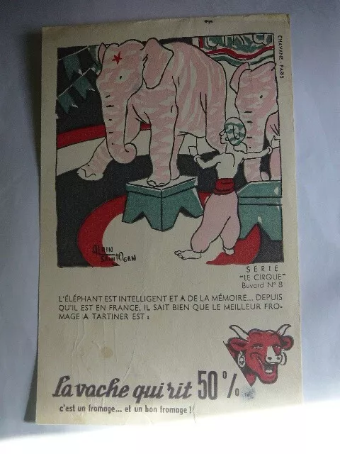 Beau buvard ancien publicitaire vache qui rit - série le cirque buvard n°8