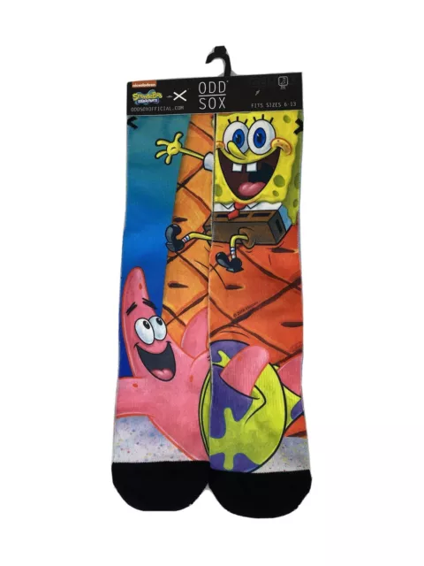 NWT Odd Sox Official X Nickelodeon SpongeBob & Patrick Crew Socks Size 6-13