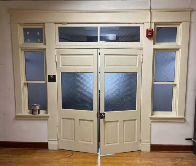 1800's Antique FRENCH DOOR Original SCHOOL Room Divider CRAFTSMAN Style ORNATE
