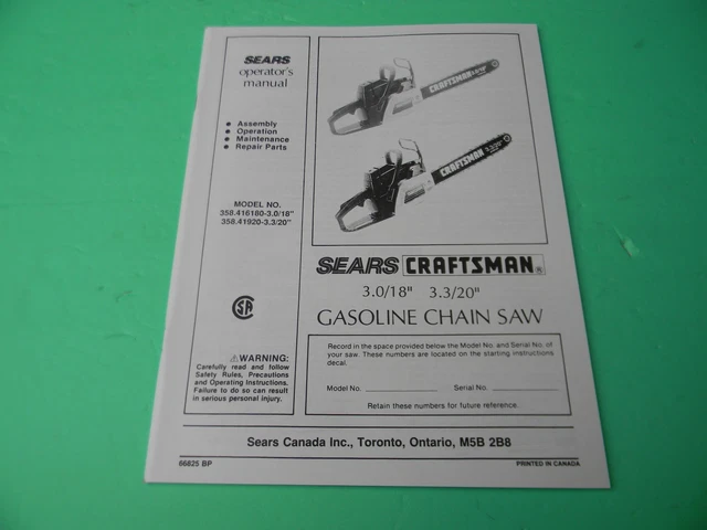 SEARS / CRAFTSMAN CHAINSAW OWNERS MANUAL 12