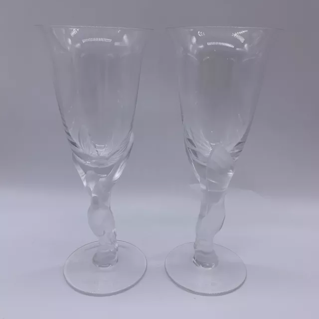 Set of 2 Igor Carl Faberge Kissing Doves Wine Glasses Pair