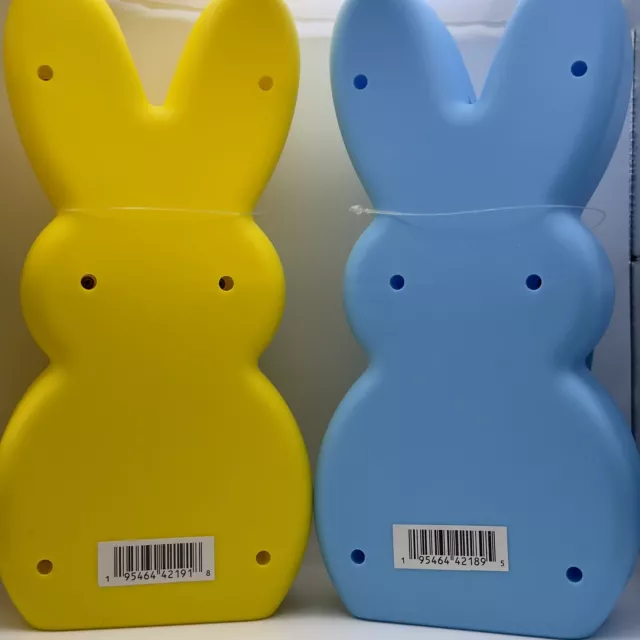 PEEPS Easter Bunny Blue And Yellow Marshmallow 10" LED Light Plastic Blow Mold 3