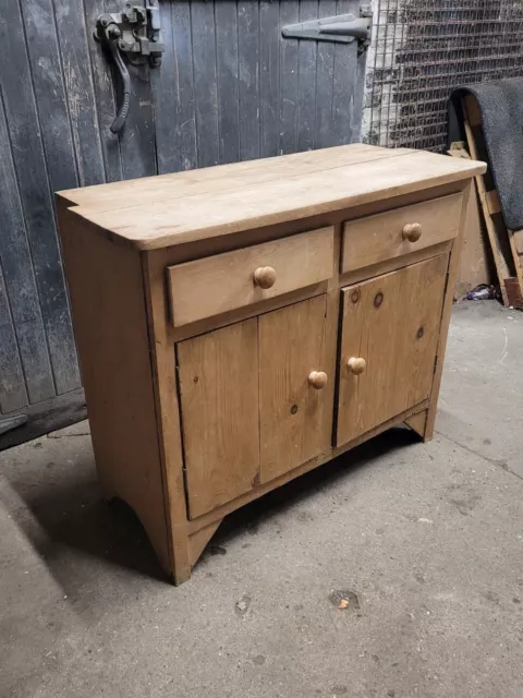 Antique Victorian Pine Rustic Country Farmhouse Sideboard Cupboard 3