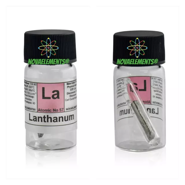 Lanthan Metall Element Sample Shiny IN Ampulle 0.5 Gramm 99.9% Glass Vial Label