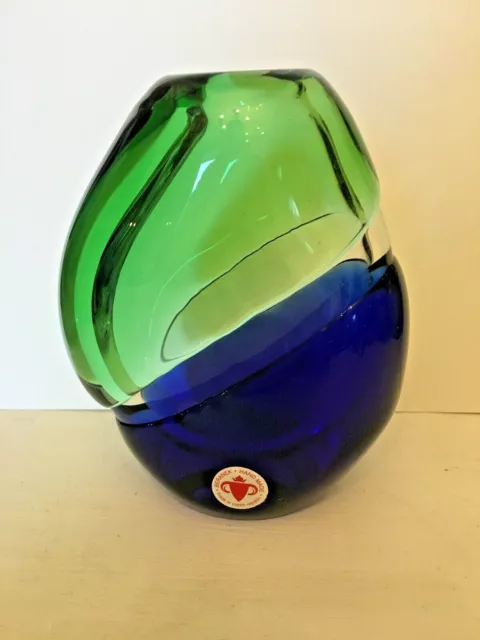 Vintage 1970s Czech Glass Vase by Ladislav Palecek for Beranek Skrodovice 2
