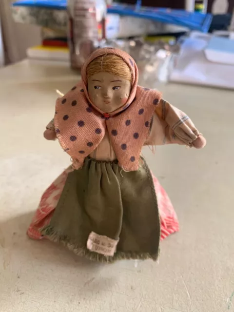 Antique Doll Soviet Union circa 1935 Ceramic Head Russian Woman Great Clothes