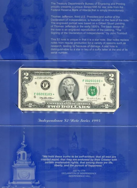 1995 $2 Atlanta Federal Reserve Star | Gem Unc | FR-1936-F* | Free Shipping