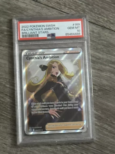 Pokemon Card PSA 10 Gem Mint Cynthias Ambition Brilliant Stars 2022 Holo 169/172