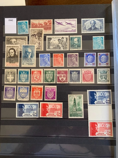 Timbre collectionneur France 1954 en année complète neuve