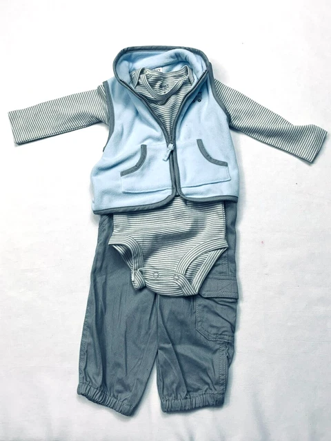 Carter's Baby Boys Infants 3 Pc Bear Bodysuit Pants Little Fleece Vest Set 6M