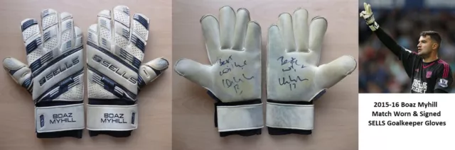 2015-16 Boaz Myhill Match Worn & Signed West Brom Goalkeeper Gloves Hull (20371)