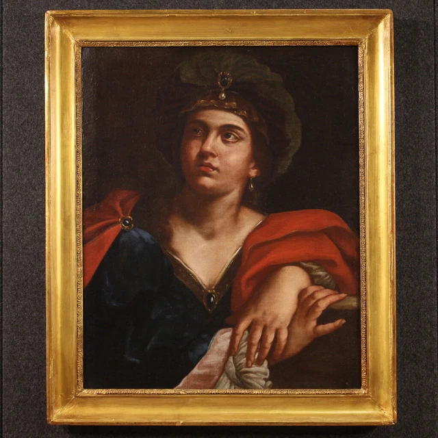 Sibila pintura antigua oleo sobre lienzo cuadro mitologico marco del siglo XVII
