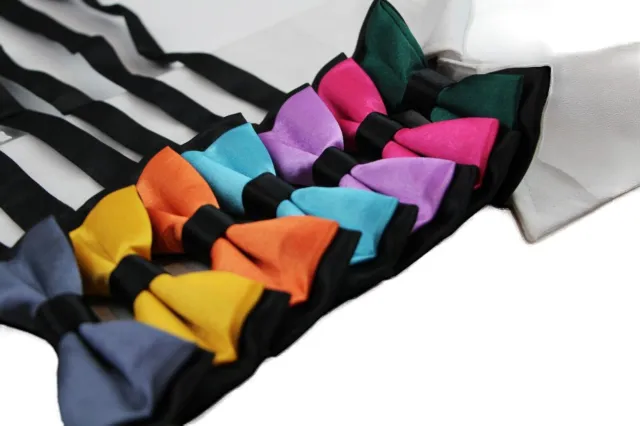 Two Tone Black Layer Boys Bow Tie Pre-Tied Suit Solid Bowtie Red Wedding Formal