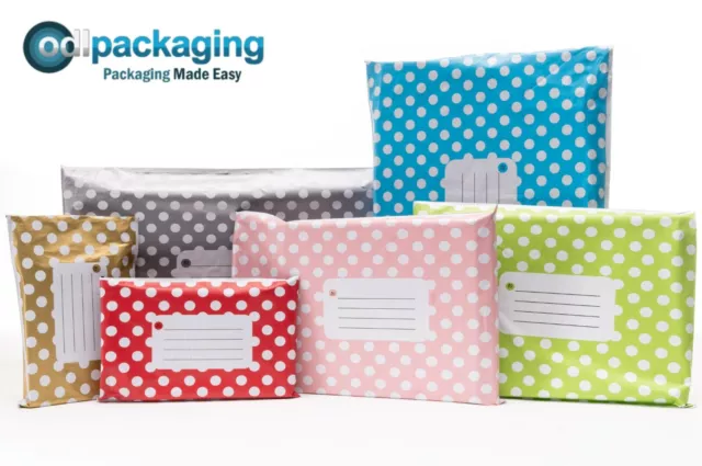 Polka Dot Mailing Bags Postage Postal Poly Printed Coloured Seal All Sizes