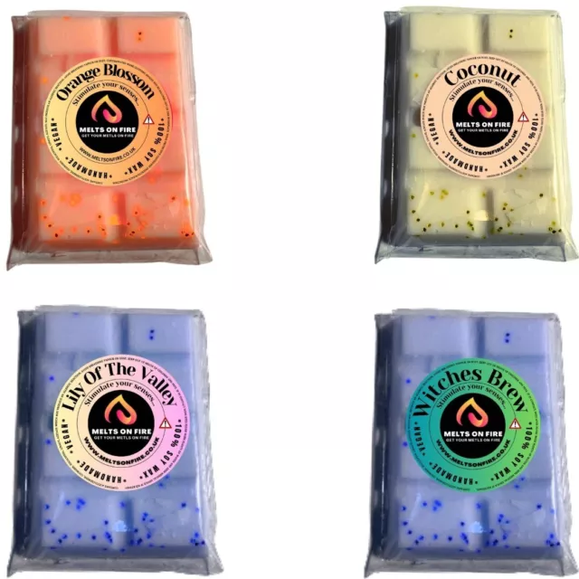 4 x Wax Melts Handmade Bars Highly Scented 25g  Fruit Fragrances Vegan