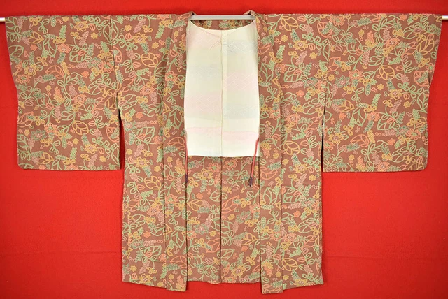 Vintage Japanese Kimono Silk Antique BORO HAORI Kusakizome Dyed/A098/390