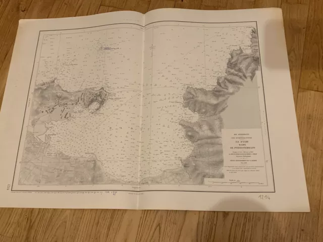 Carte marine ancienne Méditerranée Italie Ile d'Elbe déco 1945