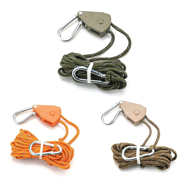 CORDE DE HAUBANAGE de tente de 5mm avec poulie et régulateur