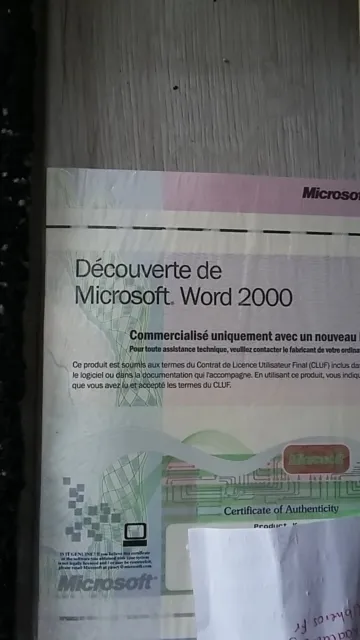 Logiciel Microsoft Word 2000 Avec Cd + Product Key Neuf!!!