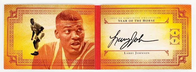 2013-14 Upper Deck Exquisite Booklet Auto Larry Johnson #2/15 Unlv Runnin Rebels