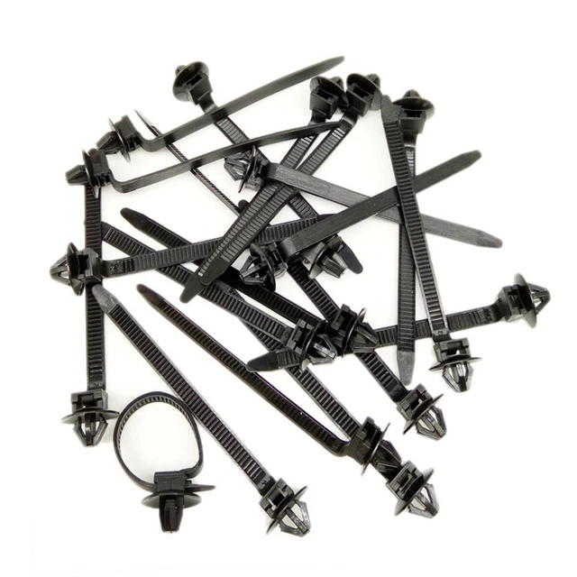BROTHERAUTO-PARTS 30x Cable Tie Zip Ties – Push Wiring Clip Loom Fastener (Black, Nylon)