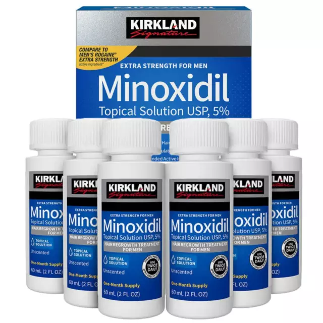 1 to 12 Months Supply Kirkland Minoxidil 5% Extra Strength Men Hair Regrowth