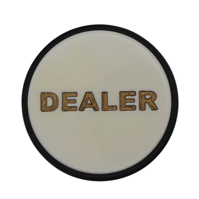 Casino Quality Black and Bone with Gold Engraving 3 Inch Dealer Puck NEW (dlp)