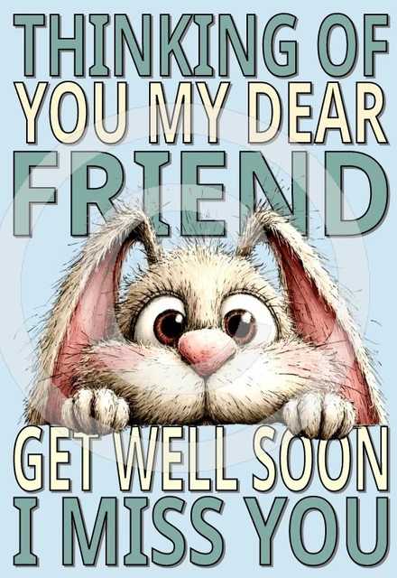 Pickture-This 'Thinking Of You' A5 Greeting Card - Get Well Wishes With Big Hugs Message