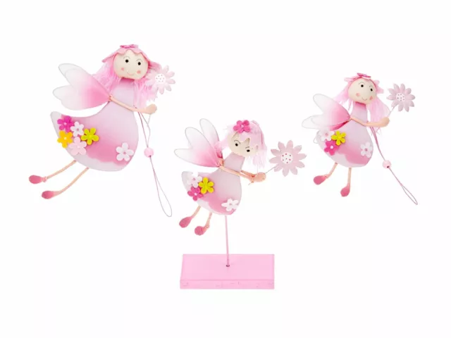 Mousehouse Gifts - Set de 3 hadas para decorar el cuarto - Bebés y niñas - Rosa