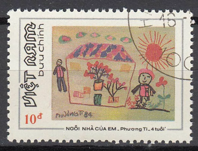 Vietnam Viet Nam Briefmarke gestempelt Kinder Zeichnung Animation Gemälde / 412