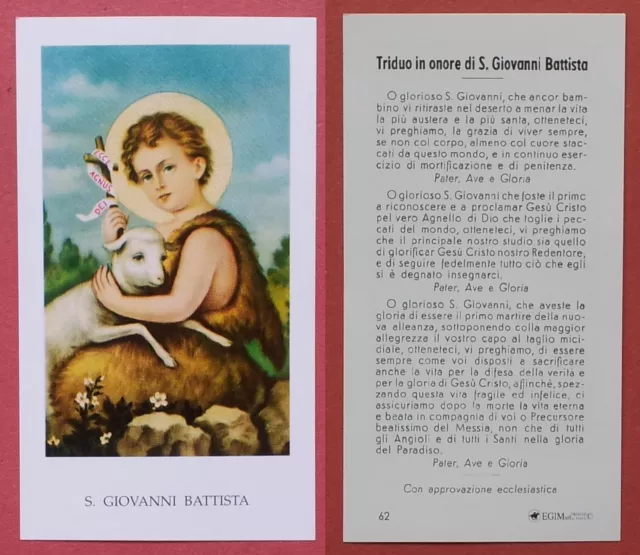 Santino Holy Card: S. Giovanni Battista - Ed. EGIM 62