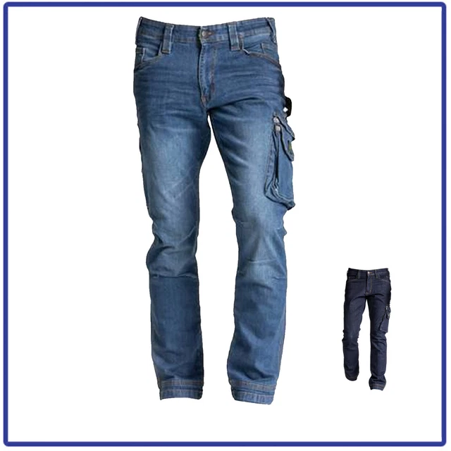 PANTALONE da lavoro Uomo jeans Multitasche 4 Stagioni Cargo Slim Fit con tasconi