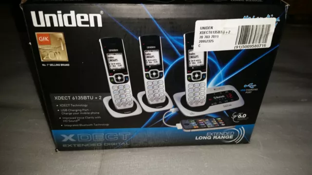 Top Range Uniden XDECT 6135BTU Included  3 x Set Cordless Phone Bluetooth New