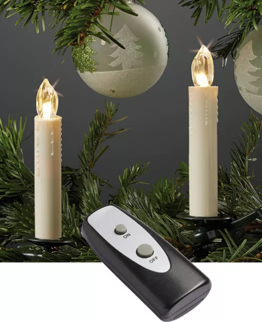 10x LED Árbol de Navidad velas inalámbrico con Control remoto Baterías Hellum