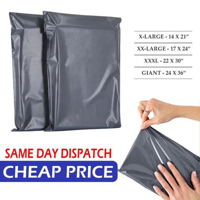 Strong Grey Plastic Mailing Bags Poly Postage Post Postal Self Seal Bags Uk