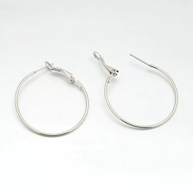 Packet of 10 x Silver Plated Iron 35mm Hoop Earrings