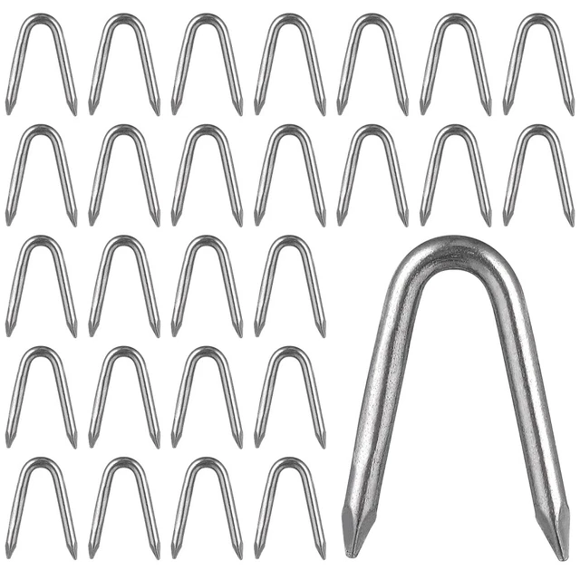 Clavos de cerca abrazaderas de césped U grapas para madera U clavos para cables Silver hierro