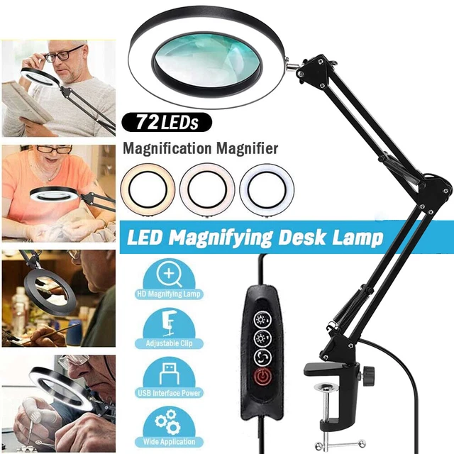 Lampada a lente di ingrandimento LED metallo luce da lavoro lampada a lente di ingrandimento lente di ingrandimento 5 x lampada da lettura