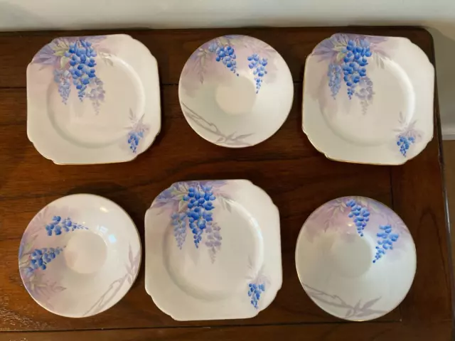Shelley bone china - Wisteria pattern - tea plates/saucers - Lawleys Regent St
