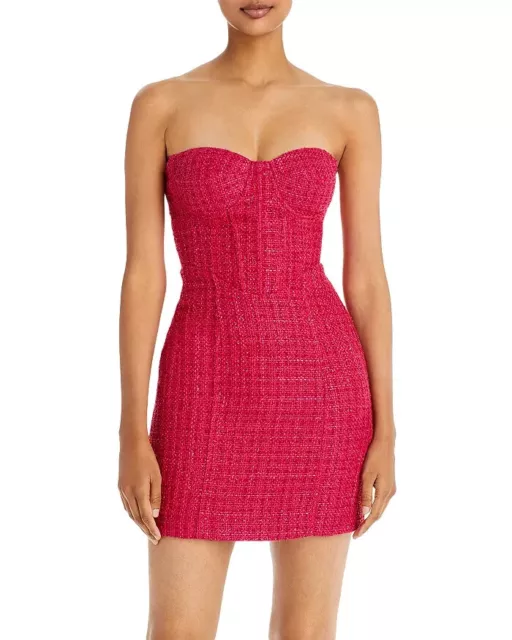 Aqua X Maeve L7615 Womens Pink Reilly Tweed Bustier Dress Size L